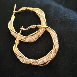 Elegant Gold and Gem Hoop Earrings